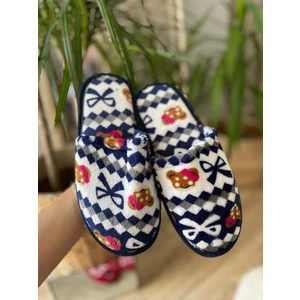 Kadın Kışlık Kedi Kurdela Desenli Terlik Ev Terliği