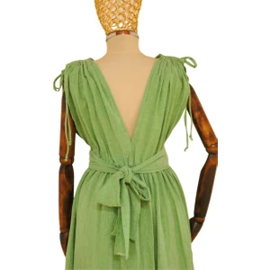 The Sile Fabric ŞİLE BEZİ Omuzu Büzgülü Elbise
