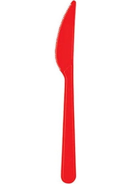 Plastik Bıçak Kırmızı Bıçak 25 Adet Kullan At Bıçak