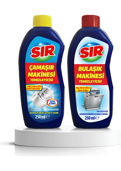 Çamaşır Makinesi Temizleyici 250 ml + Bulaşık Makinesi Temizleyici 250 ml