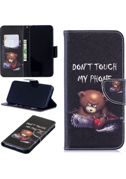 Desen Baskı Pu Deri Folio Xiaomi Redmi Için Telefon Kapağı Not 7s /not 7-Bear ve Uyarıları (Yurt Dışından)