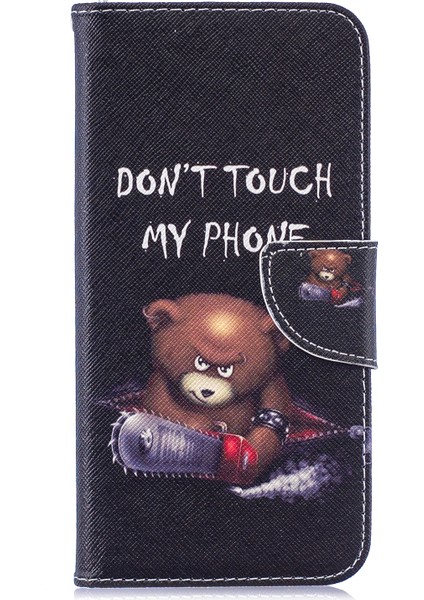 Desen Baskı Pu Deri Folio Xiaomi Redmi Için Telefon Kapağı Not 7s /not 7-Bear ve Uyarıları (Yurt Dışından)