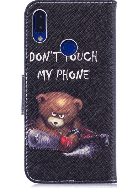 Desen Baskı Pu Deri Folio Xiaomi Redmi Için Telefon Kapağı Not 7s /not 7-Bear ve Uyarıları (Yurt Dışından)