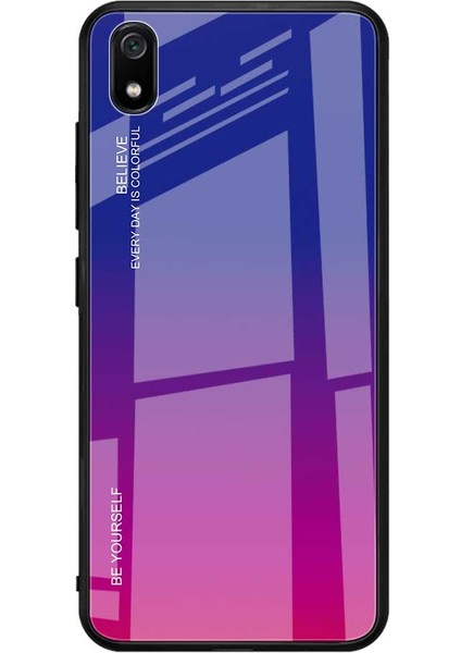 Xiaomi Redmi 7A-BLUE Gül Için Gradyan Renk Cam+Tpu Hibrit Kılıf (Yurt Dışından)