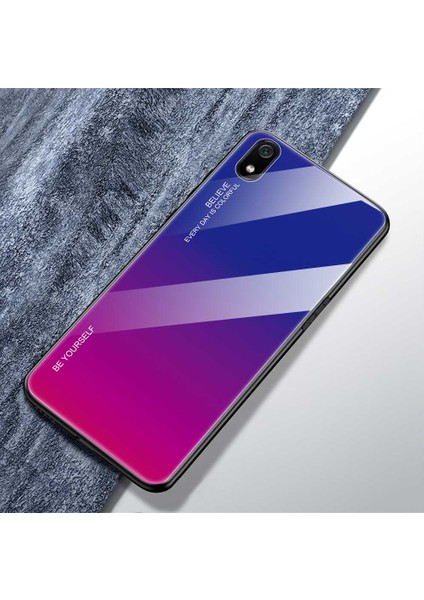 Xiaomi Redmi 7A-BLUE Gül Için Gradyan Renk Cam+Tpu Hibrit Kılıf (Yurt Dışından)