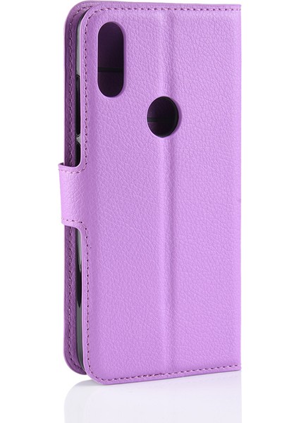 Litchi Doku Cüzdan Stand Deri Kılıf Kapağı Xiaomi Redmi Not 7s /not 7 /not 7 Pro (Hindistan) -Purple (Yurt Dışından)