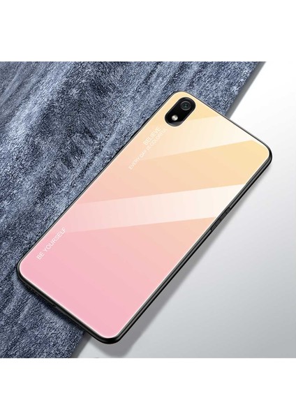 Gradyan Renk Cam+Tpu Hibrit Kılıf Xiaomi Redmi 7A-GOLD Pembesi (Yurt Dışından)