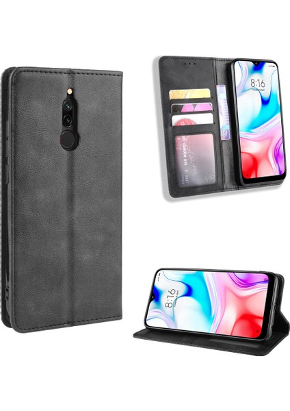 Xiaomi Redmi 8-Black Için Retro Otomatik Emici Deri Kasa Kabuğu (Yurt Dışından)