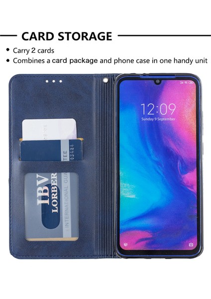 Xiaomi Redmi Için Geometrik Desen Deri Kart Tutucu Kılıf Not 7/note 7 Pro (Hindistan)/not 7s-Blue (Yurt Dışından)