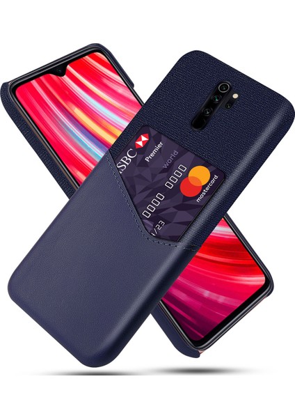 Ksq Kart Yuvası Pc+Pu Deri+Xiaomi Redmi Için Bez Hücre Kapağı Not 8 Pro-Mavi (Yurt Dışından)