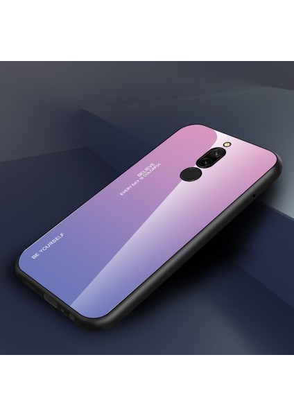 4U Sky Xiaomi Redmi 8-Pink Mor Için Gradyan Renk Temsilli Cam+Pc+Tpu Combo Kabuğu (Yurt Dışından)