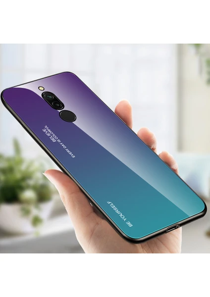 4U Sky Xiaomi Redmi Için 8-Mor/mavi Için Gradyan Renk Temperli Cam+Pc+Tpu Combo Kabuğu (Yurt Dışından)