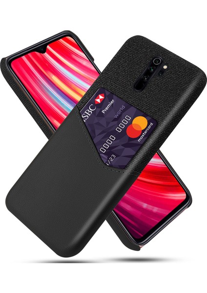 Ksq Kart Yuvası Pc+Pu Deri+Xiaomi Redmi Için Bez Hücre Kapağı Not 8 Pro-Black (Yurt Dışından)