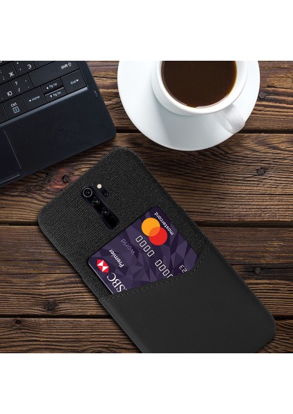 Ksq Kart Yuvası Pc+Pu Deri+Xiaomi Redmi Için Bez Hücre Kapağı Not 8 Pro-Black (Yurt Dışından)