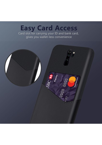 Ksq Kart Yuvası Pc+Pu Deri+Xiaomi Redmi Için Bez Hücre Kapağı Not 8 Pro-Black (Yurt Dışından)