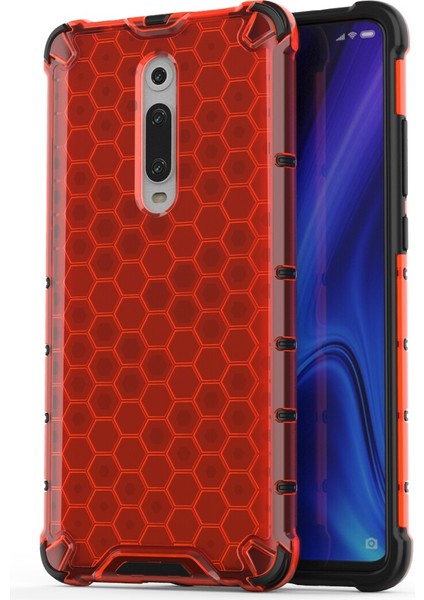 Petek Deseni Tpu+Pc Hibrit Şok Geçirmez Telefon Xiaomi Redmi K20/REDMI K20 Pro/mi 9t/mi 9t Pro-Kırmızı (Yurt Dışından)