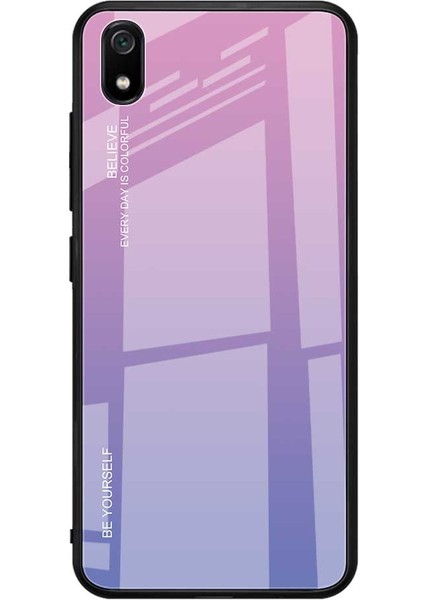 Xiaomi Redmi 7A-PINK Mor Için Gradyan Renk Cam+Tpu Hibrit Kılıf (Yurt Dışından)