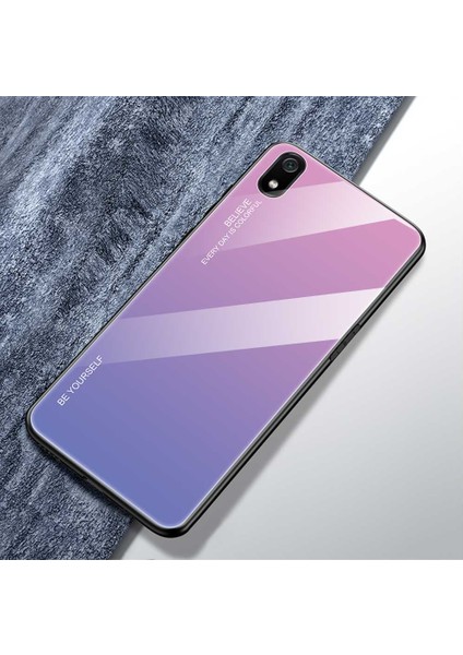 Xiaomi Redmi 7A-PINK Mor Için Gradyan Renk Cam+Tpu Hibrit Kılıf (Yurt Dışından)