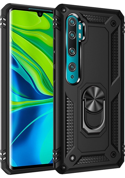 Hibrid Pc Tpu Kickstand Armor Cep Telefonu Xiaomi Mi Cc9 Pro-Black Için Kapak Kılıfı (Yurt Dışından)