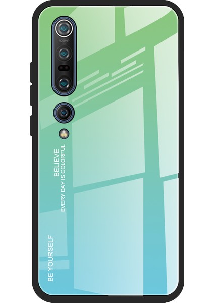 Xiaomi Mi 10/mi 10 Pro-Hafif Mavi Için Gradyan Renk Temperli Cam+Pc+Tpu Telefon Kasası (Yurt Dışından)