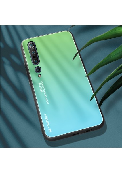 Xiaomi Mi 10/mi 10 Pro-Hafif Mavi Için Gradyan Renk Temperli Cam+Pc+Tpu Telefon Kasası (Yurt Dışından)