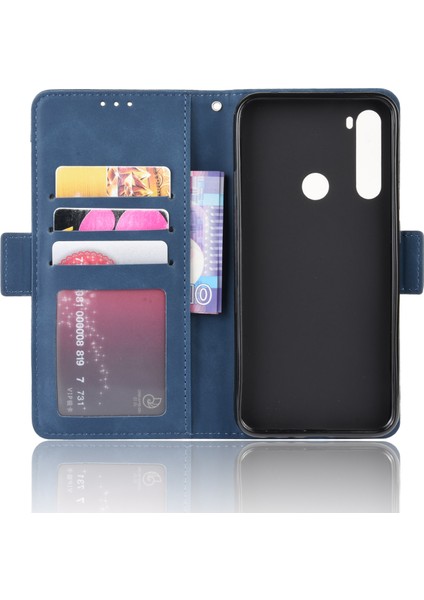 Xiaomi Redmi Için Çoklu Kart Yuvası ile Pu Deri Hücre Muhafazası Not 8-Blue (Yurt Dışından)