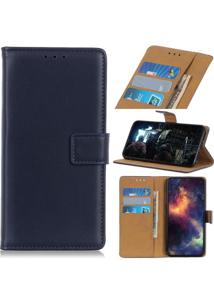 Cüzdan Deri Stand Kılıfı Koruyucu Telefon Xiaomi Redmi Note 8-Dark Mavi (Yurt Dışından)