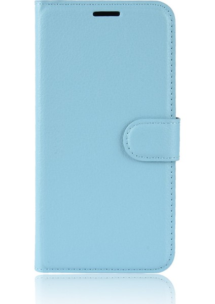 Litchi Doku Cüzdan Pu Deri Stand Telefonu Xiaomi Redmi 7A-BLUE Için (Yurt Dışından)