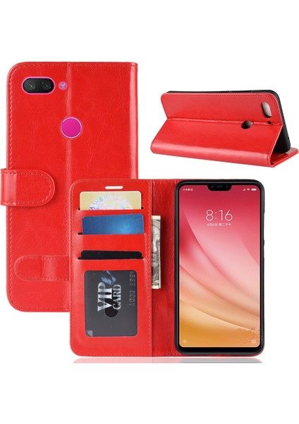 Xiaomi Mi 8 Lite/mi 8 Gençlik (Mı 8x) Için Çılgın At Cüzdan Stand Deri Kapak Kılıfı (Yurt Dışından)