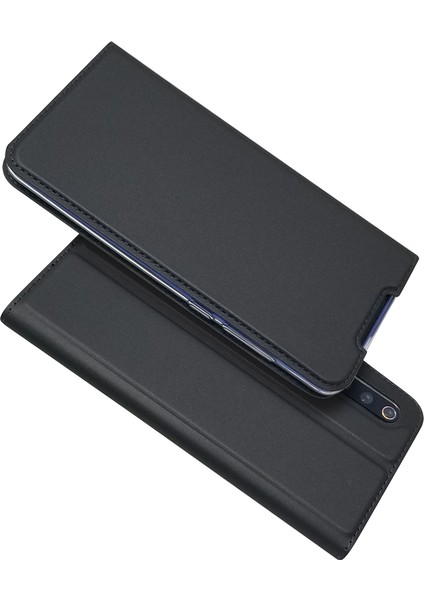 Xiaomi Mi 9-Black Için Manyetik Adsorpsiyon Deri Kart Yuvası Kılıfı (Yurt Dışından)