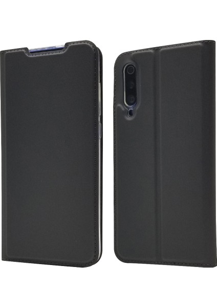 Xiaomi Mi 9-Black Için Manyetik Adsorpsiyon Deri Kart Yuvası Kılıfı (Yurt Dışından)