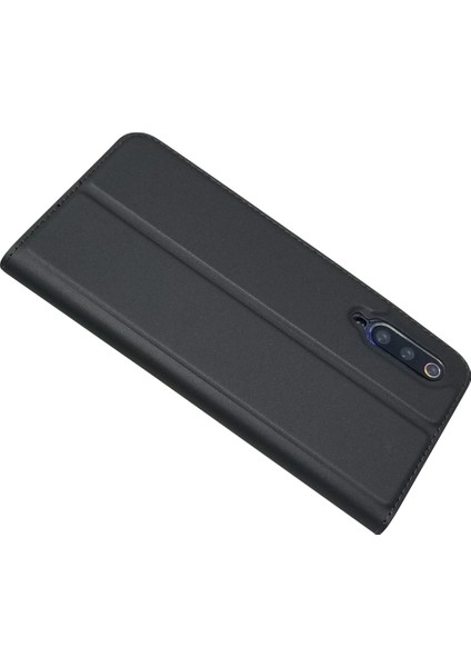 Xiaomi Mi 9-Black Için Manyetik Adsorpsiyon Deri Kart Yuvası Kılıfı (Yurt Dışından)