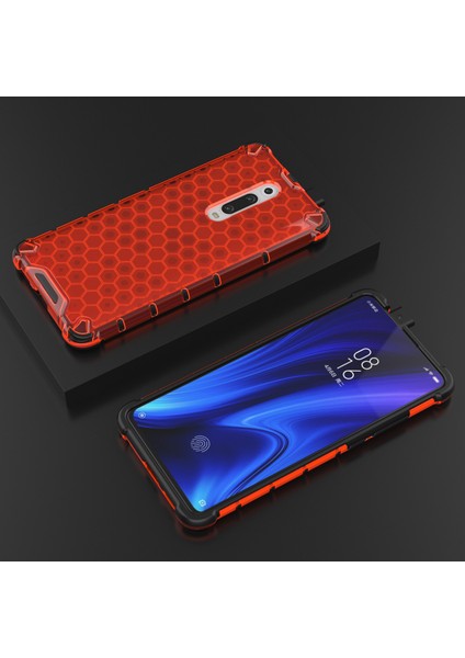 Petek Deseni Tpu+Pc Hibrit Şok Geçirmez Telefon Xiaomi Redmi K20/REDMI K20 Pro/mi 9t/mi 9t Pro-Kırmızı (Yurt Dışından)