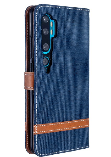 Xiaomi Mi Cc9 Pro/mi Note 10/mi Note 10 Pro-Dark Mavi Için Çeşitli Kot Kot Deri Deri Cüzdan Kılıf (Yurt Dışından)
