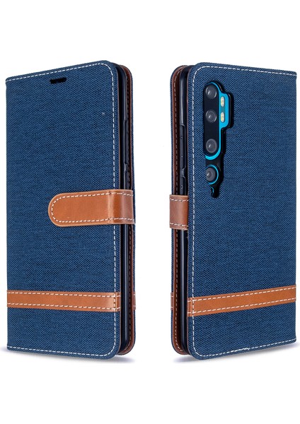 Xiaomi Mi Cc9 Pro/mi Note 10/mi Note 10 Pro-Dark Mavi Için Çeşitli Kot Kot Deri Deri Cüzdan Kılıf (Yurt Dışından)