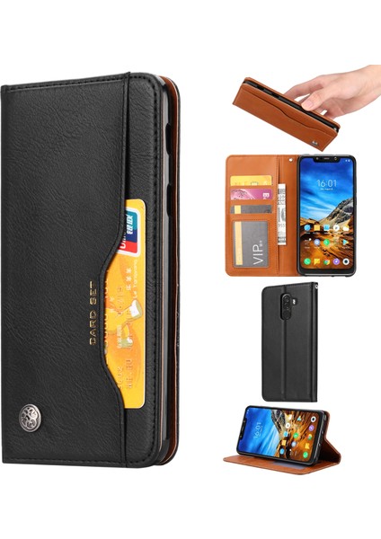 Xiaomi Pocophone F1/poco F1 (Hindistan) Için Otomatik Emilmiş Deri Stand Cüzdan Telefon Kılıfı (Yurt Dışından)