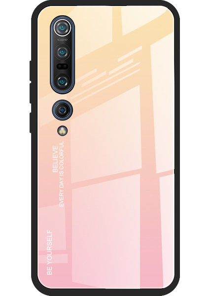 Xiaomi Mi 10/mi 10 Pro-Yüz Pembesi Için Gradyan Renk Temsilli Cam+Pc+Tpu Telefon Kılıfı (Yurt Dışından)