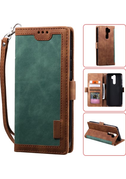 Xiaomi Redmi Için Vintage Ekleme Stili Cüzdan Standı Deri Telefon Kapağı Note 8 Pro-Green (Yurt Dışından)