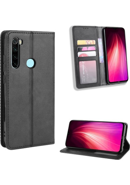 Xiaomi Redmi Için Otomatik Emilmiş Retro Pu Deri Kabuk Not 8-Black (Yurt Dışından)