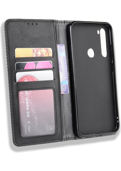 Xiaomi Redmi Için Otomatik Emilmiş Retro Pu Deri Kabuk Not 8-Black (Yurt Dışından)