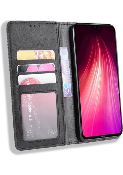 Xiaomi Redmi Için Otomatik Emilmiş Retro Pu Deri Kabuk Not 8-Black (Yurt Dışından)