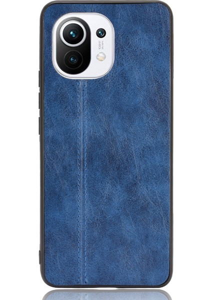 Xiaomi Mi 11 Koruyucu Kabuk Mavisi Için Pu Deri Kaplamalı Pc+Tpu Cep Telefon Kılıfı (Yurt Dışından)