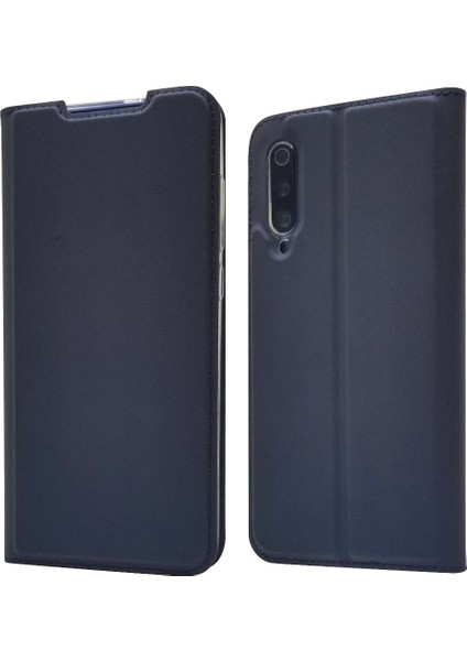 Xiaomi Mi 9-Blue Için Manyetik Adsorpsiyon Deri Kartı Yuvası Kılıfı (Yurt Dışından)