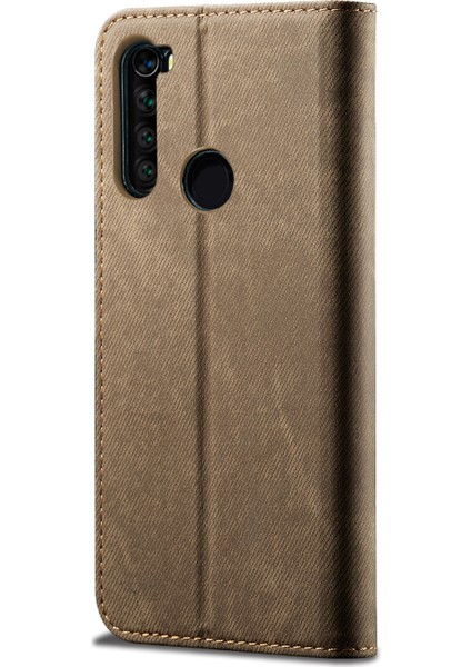 Kot Ceza Cilt Retro Tarzı Deri Cüzdan Kılıfı Xiaomi Redmi Note 8t-Khaki (Yurt Dışından)