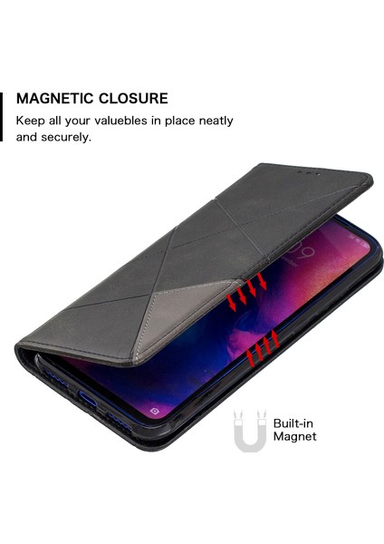 Xiaomi Redmi Için Geometrik Desen Deri Kart Tutucu Kılıf Not 7/note 7 Pro (Hindistan)/not 7s-Black (Yurt Dışından)