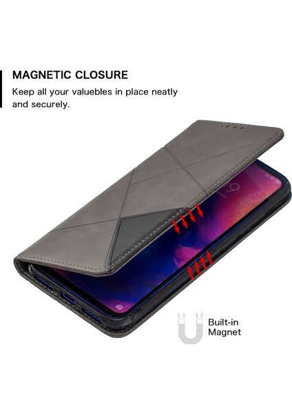 Xiaomi Redmi Için Geometrik Desen Deri Kart Tutucu Kılıf Not 7/note 7 Pro (Hindistan)/not 7s-Gre (Yurt Dışından)