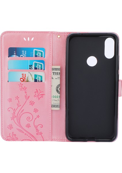 Baskı Kelebek Çiçek Deri Cüzdan Kılıfı Xiaomi Redmi Not 7s/not 7/not 7 Pro (Hindistan) -Rose Altın (Yurt Dışından)