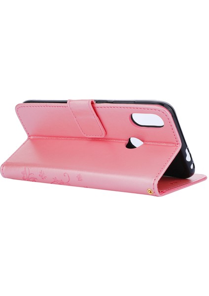 Baskı Kelebek Çiçek Deri Cüzdan Kılıfı Xiaomi Redmi Not 7s/not 7/not 7 Pro (Hindistan) -Rose Altın (Yurt Dışından)