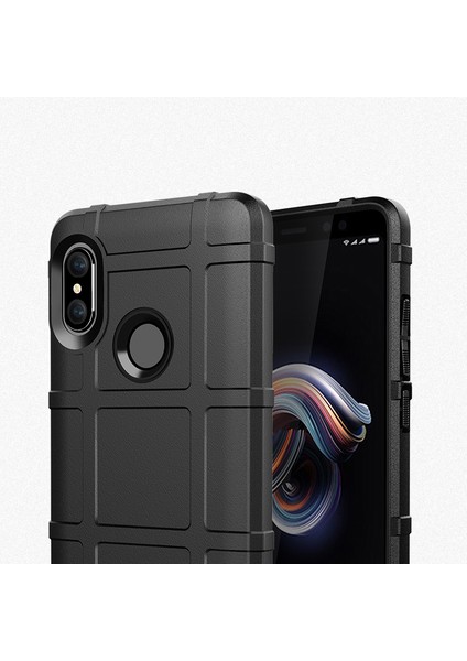 Anti-Shock Square Izgara Dokusu Yumuşak Tpu Cep Telefonu Xiaomi Için Redmi Not 5 Pro (Çift Kamera)/redmi Note 5 (Çin) -Black (Yurt Dışından)