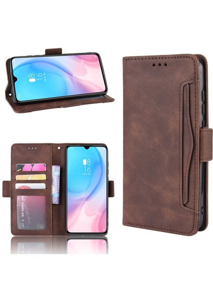 Cüzdan Deri Stand Telefon Muhafazası Xiaomi Mi 9-Brown Için Birden Fazla Kart Yuvası (Yurt Dışından)